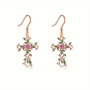 Flowery Cross Earrings