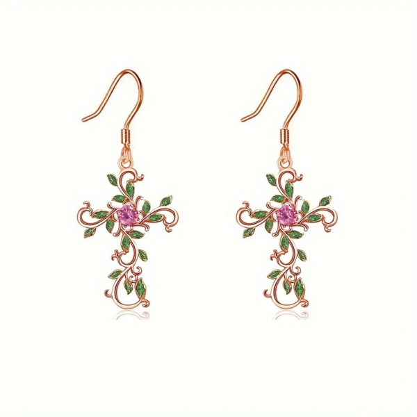 Flowery Cross Earrings